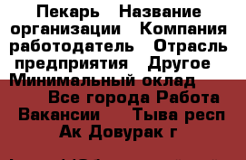 Пекарь › Название организации ­ Компания-работодатель › Отрасль предприятия ­ Другое › Минимальный оклад ­ 12 300 - Все города Работа » Вакансии   . Тыва респ.,Ак-Довурак г.